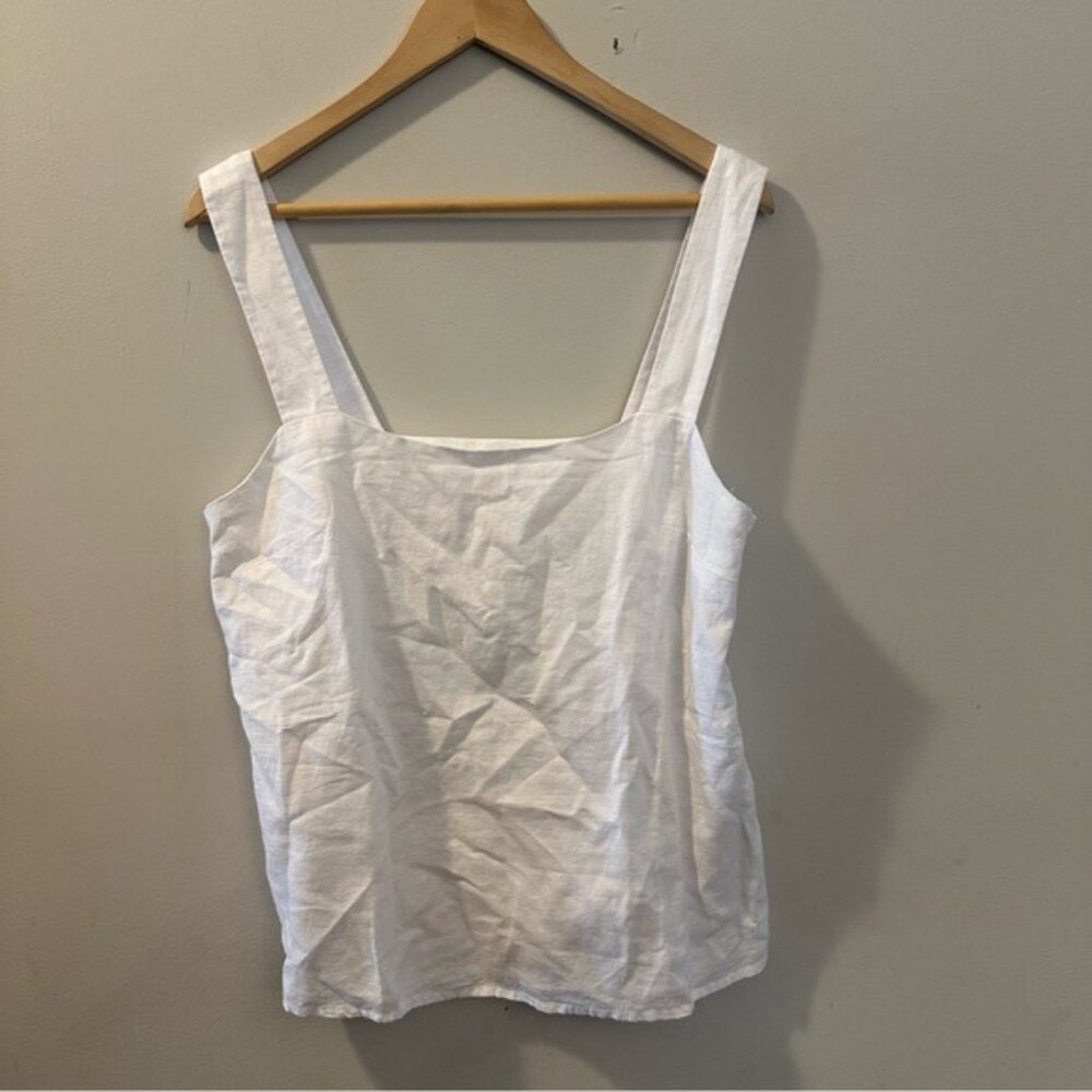 J.Crew White Tank Top NWT Women’s Size Medium Square Neck Cotton - Picture 2 of 7